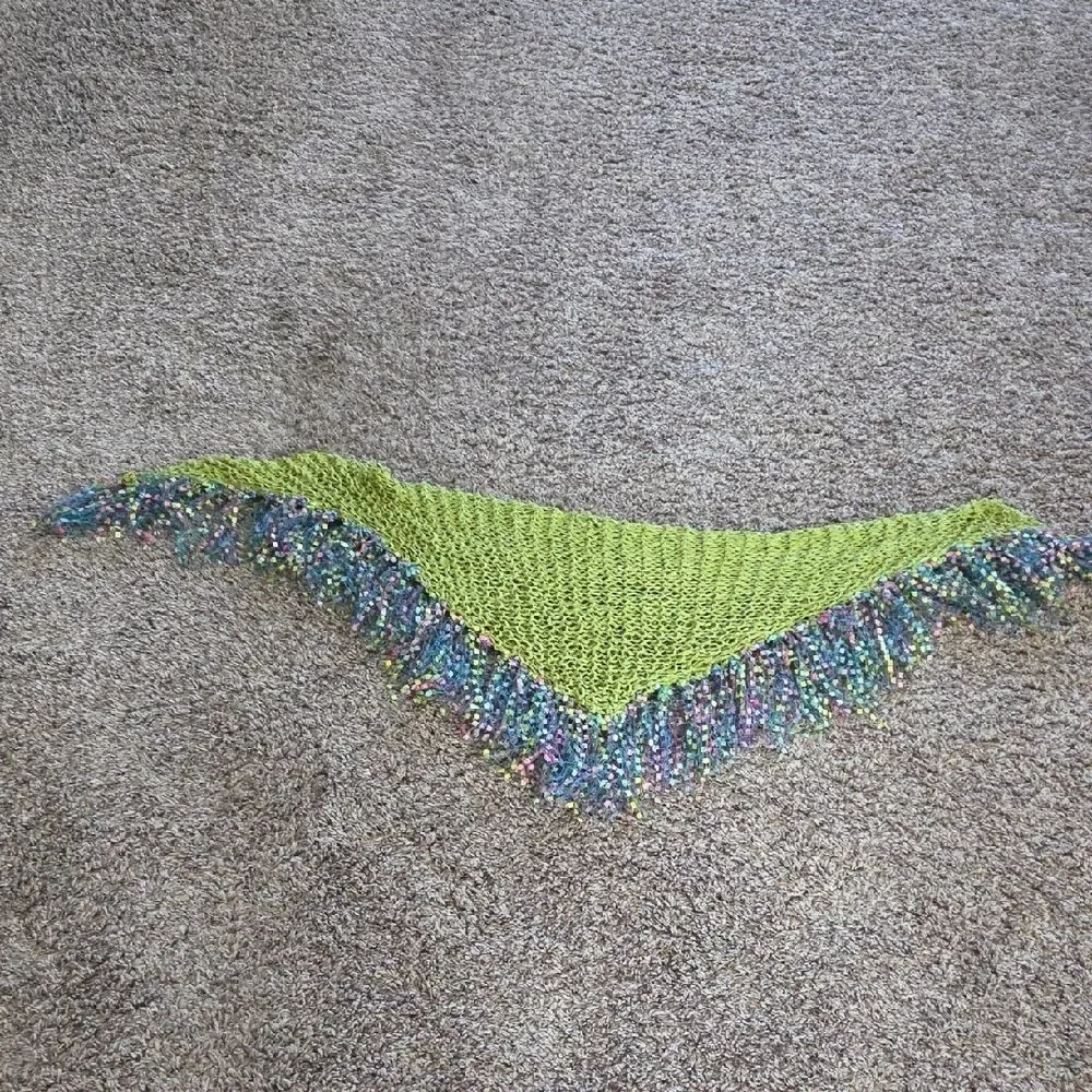 Elegant Green and Multicolor Fringe Scarf